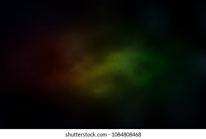 Dark Green, Red vector background with galaxy stars. Shining illustration with sky stars on abstract template. Template for cosmic backgrounds.