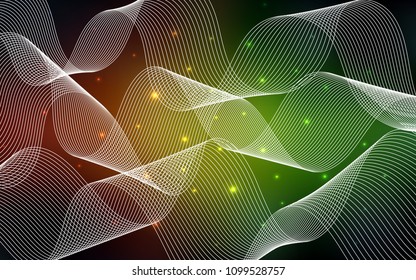 Dark Green, Red vector background with xmas confetti. Modern geometrical abstract illustration with carnival ribbons. The template can be used as a background for postcards.