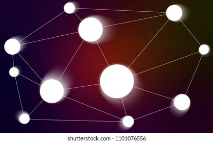 Dark Green, Red vector background with bubbles, lines. Glitter abstract illustration with connection of triangle structure. Beautiful design for your business advert.