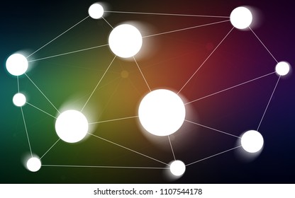 Dark Green, Red vector background with dots and lines. Glitter abstract illustration with connection of triangle structure. Completely new template for your brand book.