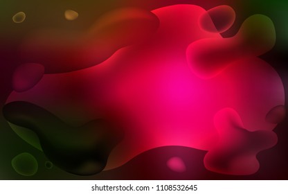 Dark Green, Red vector background with liquid shapes. Blurred geometric sample with gradient bubbles.  The template for cell phone backgrounds.