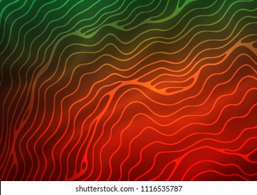 Dark Green, Red vector background with curved circles. An elegant bright illustration with gradient. The best blurred design for your business.