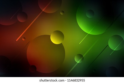 Dark Green, Red vector background with bubbles. Abstract illustration with colored bubbles in nature style. Pattern can be used for beautiful websites.