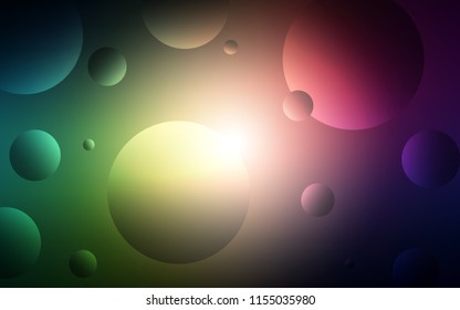 Dark Green, Red vector background with bubbles. Illustration with set of shining colorful abstract circles. New design for ad, poster, banner of your website.
