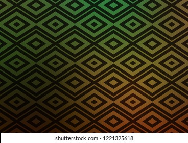 Dark Green, Red vector background with lines, rhombuses. Colorful illustration with lines, cubes on abstract template. Pattern for business booklets, leaflets.