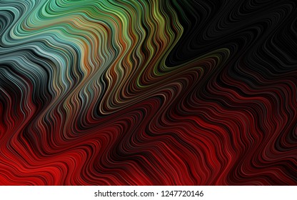 Dark Green, Red vector background with curved circles. An elegant bright illustration with gradient. Brand new design for your ads, poster, banner.