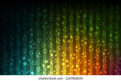 Dark Green, Red vector background with soccer balls. Colored illustration with balls on a gradiental backdrop. Design for posters, banners of sports competitions.