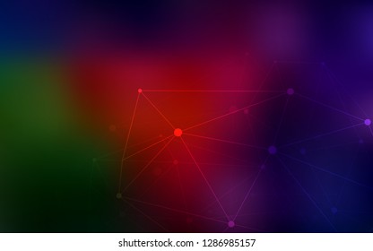 Dark Green, Red vector background with dots and lines. Decorative design in abstract style with triangle structure. Pattern can be used as texture of wallpapers.