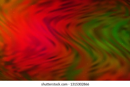 Dark Green, Red vector background with astronomical stars. Blurred decorative design in simple style with galaxy stars. Template for cosmic backgrounds.