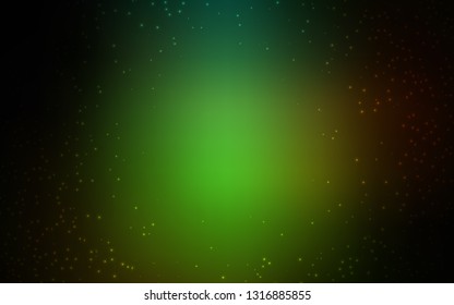 Dark Green, Red vector background with galaxy stars. Blurred decorative design in simple style with galaxy stars. Template for cosmic backgrounds.