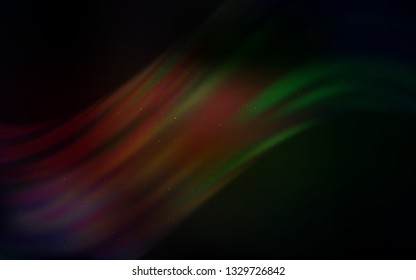 Dark Green, Red vector background with astronomical stars. Shining illustration with sky stars on abstract template. Pattern for astronomy websites.