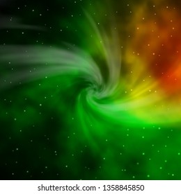 Dark Green, Red vector background with colorful stars. Decorative illustration with stars on abstract template. Best design for your ad, poster, banner.