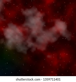 Dark Green, Red vector background with small and big stars. Colorful illustration with abstract gradient stars. Theme for cell phones.