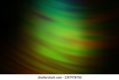 Dark Green, Red vector background with curved lines. A shining illustration, which consists of curved lines. Brand new design for your ads, poster, banner.