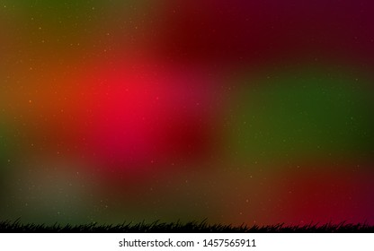 Dark Green, Red vector background with astronomical stars. Shining colored illustration with bright astronomical stars. Pattern for astrology websites.