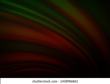 Dark Green, Red vector background with bent ribbons. Geometric illustration in marble style with gradient.  Textured wave pattern for backgrounds.