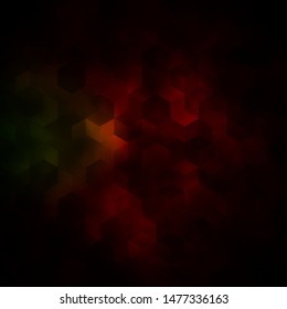 Dark Green, Red vector background with set of hexagons. Blur background with colorful hexagons. New template for your brand book.