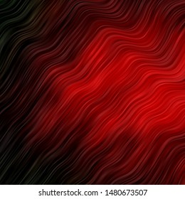 Dark Green, Red vector background with curves. Illustration in halftone style with gradient curves. Best design for your posters, banners.
