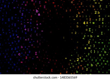 Dark Green, Red vector background with Digit symbols. Shining colorful illustration with isolated Digit signs. Template for cell phone backgrounds.