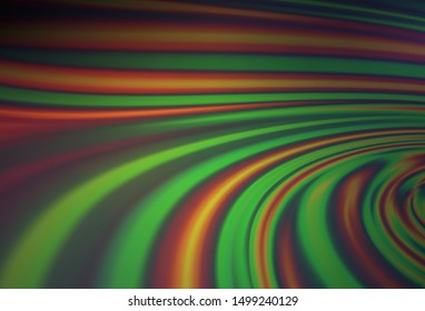 Dark Green, Red vector background with lamp shapes. A vague circumflex abstract illustration with gradient. Brand new design for your ads, poster, banner.