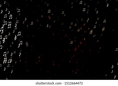 Dark Green, Red vector background with music symbols. Isolated colorful music keys on abstract background. Pattern for websites of musitians.