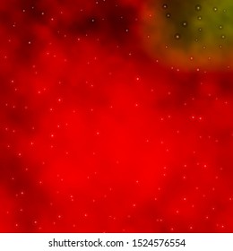 Dark Green, Red vector background with colorful stars. Shining colorful illustration with small and big stars. Pattern for new year ad, booklets.
