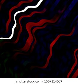 Dark Green, Red vector background with curved lines. Illustration in abstract style with gradient curved.  Pattern for websites, landing pages.