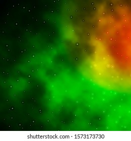 Dark Green, Red vector background with colorful stars. Shining colorful illustration with small and big stars. Pattern for wrapping gifts.