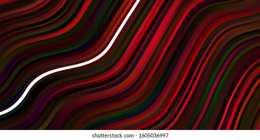 Dark Green, Red vector background with curves. Abstract gradient illustration with wry lines. Smart design for your promotions.