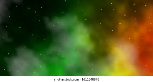 Dark Green, Red vector background with small and big stars. Blur decorative design in simple style with stars. Pattern for new year ad, booklets.