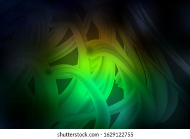 Dark Green, Red vector background with bent lines. Glitter abstract illustration with wry lines. A completely new template for your design.