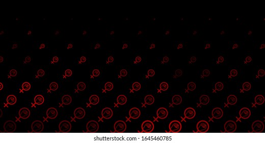 Dark Green, Red vector background with woman symbols. Colorful illustration with gradient feminism shapes. Elegant design for wallpapers.