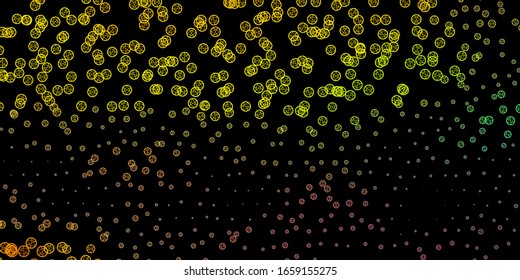 Dark Green, Red vector background with occult symbols. Retro design in abstract style with witchcraft forms. Background for esoteric, mystic designs.