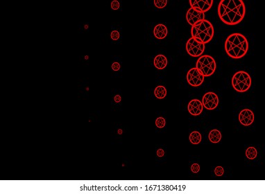 Dark Green, Red vector background with occult symbols. Retro design in abstract style with witchcraft forms. Best design halloween events.