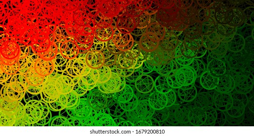 Dark Green, Red vector background with occult symbols. Abstract illustration with gothic gradient shapes. Simple design for occult depiction.