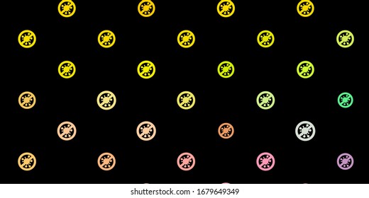 Dark Green, Red vector background with covid-19 symbols. Colorful abstract illustration with gradient medical shapes. Simple drawing against danger fever.