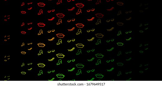 Dark Green, Red vector background with woman symbols. Colorful feminism symbols with a gradient in modern style. Background for International Women’s Day.