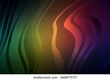 Dark Green, Red vector background with bent lines. Creative illustration in halftone style with gradient. A sample for your ideas.