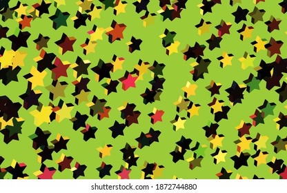 Dark Green, Red vector background with colored stars. Decorative shining illustration with stars on abstract template. Template for cosmic backgrounds.