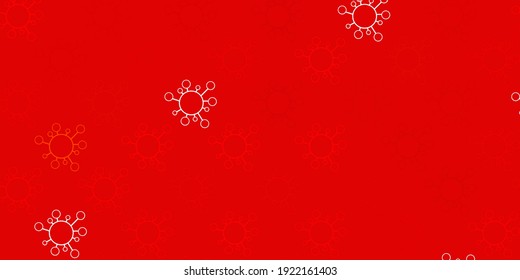 Dark green, red vector background with covid-19 symbols. Colorful abstract illustration with gradient medical shapes. Simple design against epidemic information.