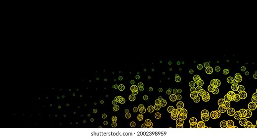 Dark Green, Red vector background with occult symbols. Abstract illustration with gothic gradient shapes. Background for esoteric, mystic designs.