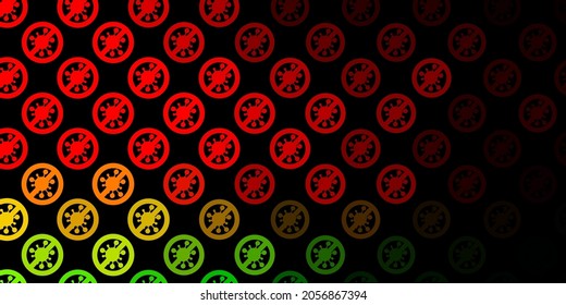 Dark Green, Red vector background with covid-19 symbols. Colorful abstract illustration with gradient medical shapes. Wallpaper for health protection.