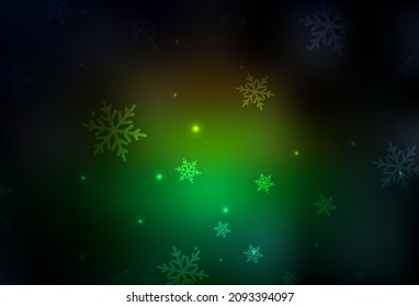 Dark Green, Red vector background in Xmas style. A Smart Illustration with gradient Christmas elements. Best design for a college poster, banner.