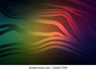 Dark Green, Red vector background with wry lines. Modern gradient abstract illustration with bandy lines. Pattern for your design.