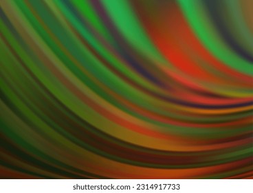 Dark Green, Red vector background with bent lines. A vague circumflex abstract illustration with gradient. Brand new design for your ads, poster, banner.