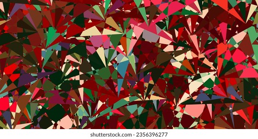 Verde oscuro, fondo vectorial rojo con triángulos. Ilustración abstracta inteligente con formas triangulares de estilo moderno. Patrón para promociones.