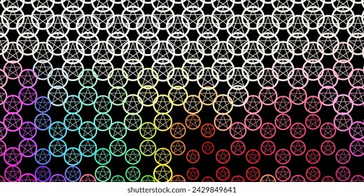 Dark Green, Red vector background with occult symbols. Retro design in abstract style with witchcraft forms. Design for magic, spiritual events.