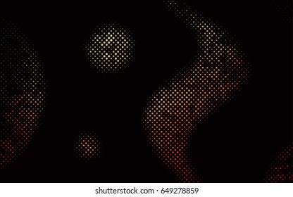 Dark Green, Red vector banner with circles, spheres. Abstract spots. Background of Art bubbles in halftone style with colored gradient.