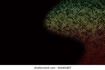 Dark Green, Red vector red banner with set of circles, dots. Donuts Background. Creative Design Template. Technological halftone illustration.