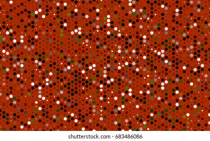 Dark Green, Red vector banner with circles, spheres. Abstract spots. Background of Art bubbles in halftone style with colored gradient.